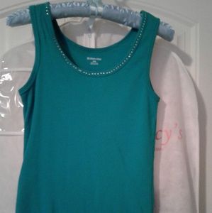 St Johns Bay teal ribbed tank with jewels